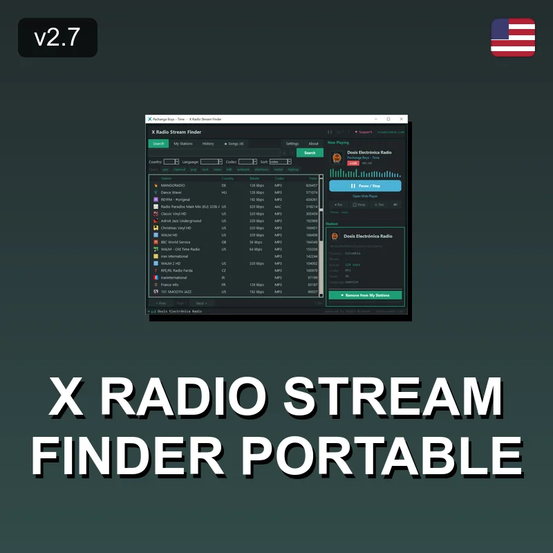 X Radio Stream Finder Portable